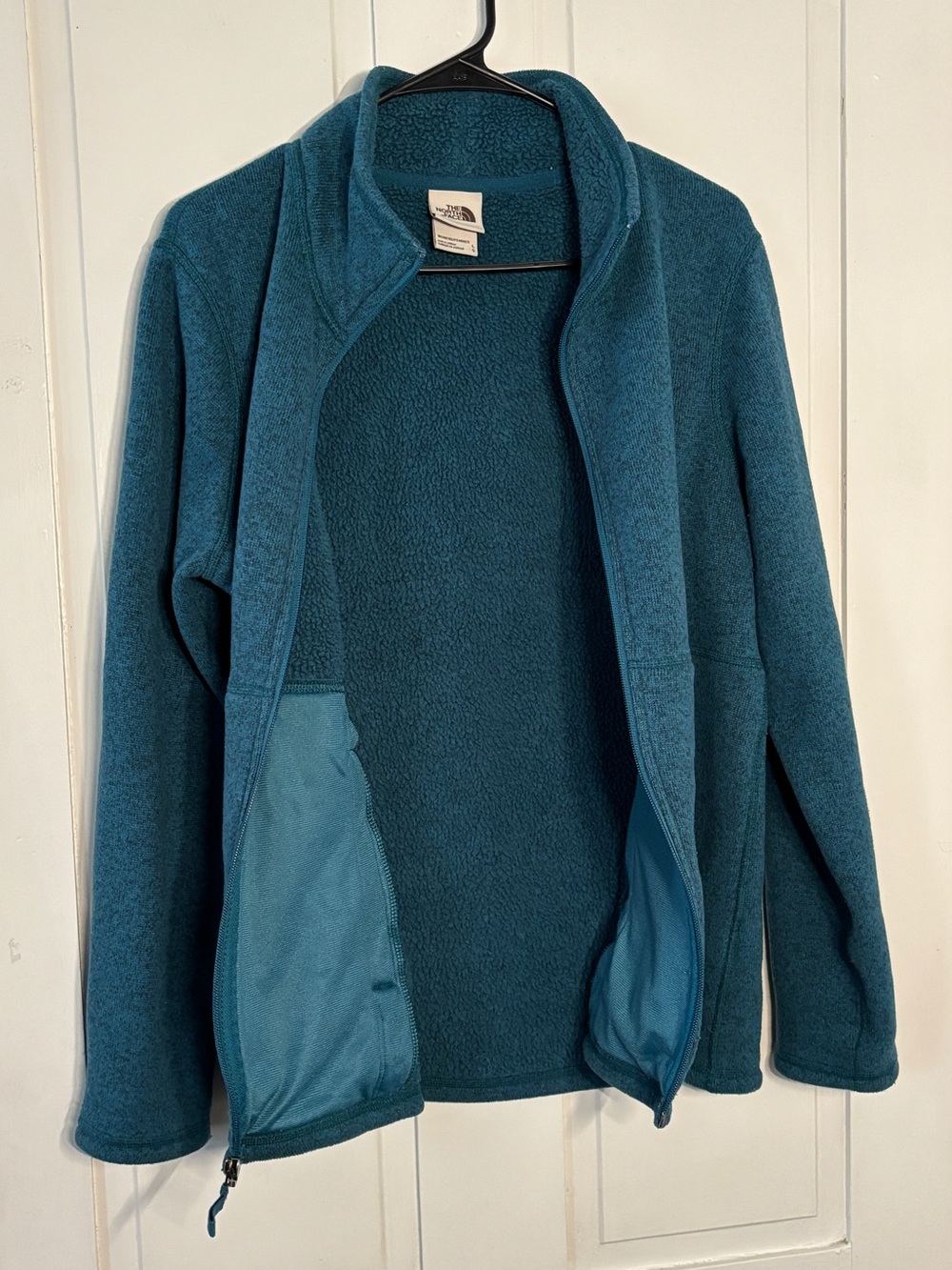The North Face Women’s Teal Blue Crescent Full Zip Heavy Fleece Jacket Mock Neck